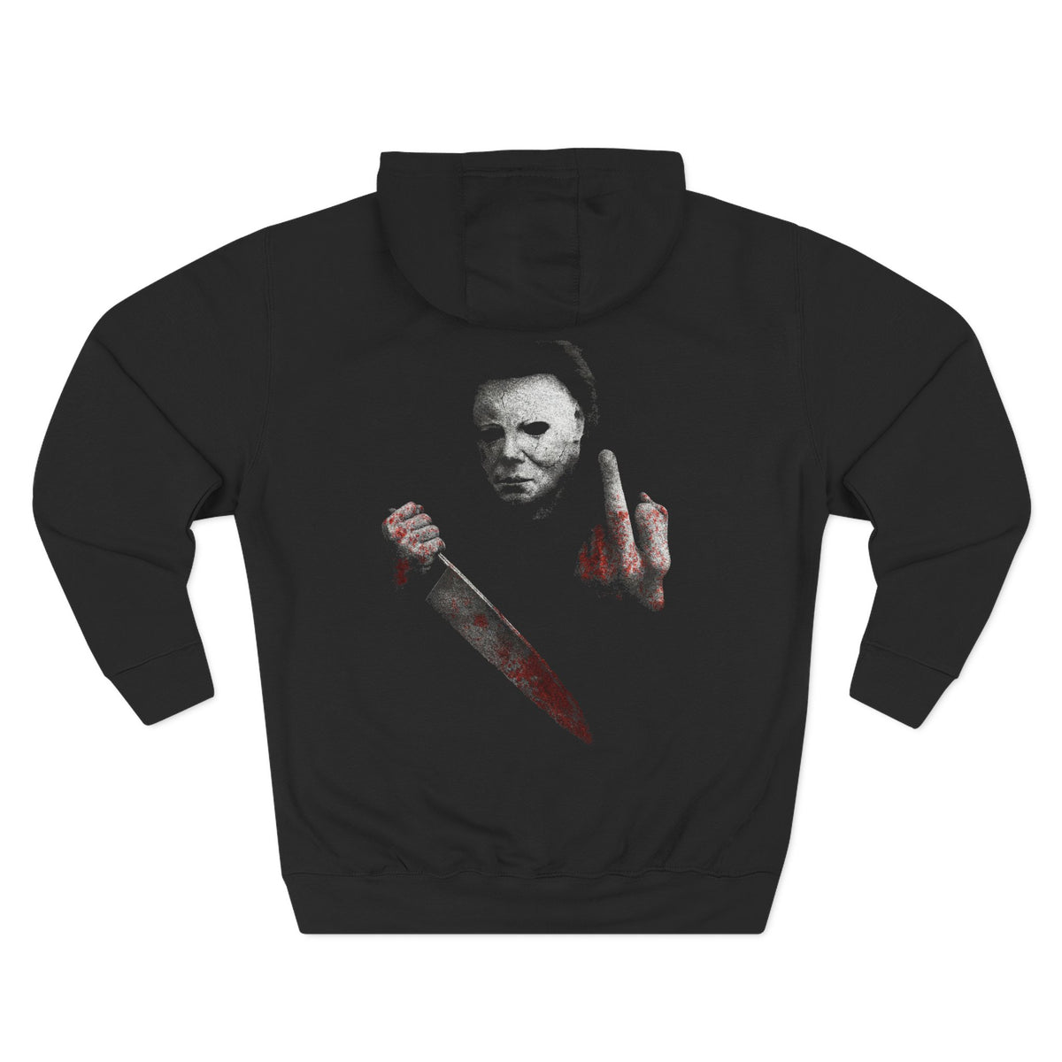 Fleece Hoodie - Michael Myers Middle Finger Design on back