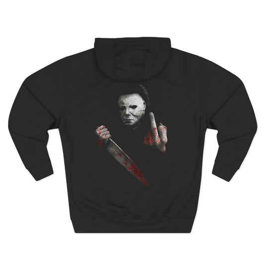 Fleece Hoodie - Michael Myers Middle Finger Design on back