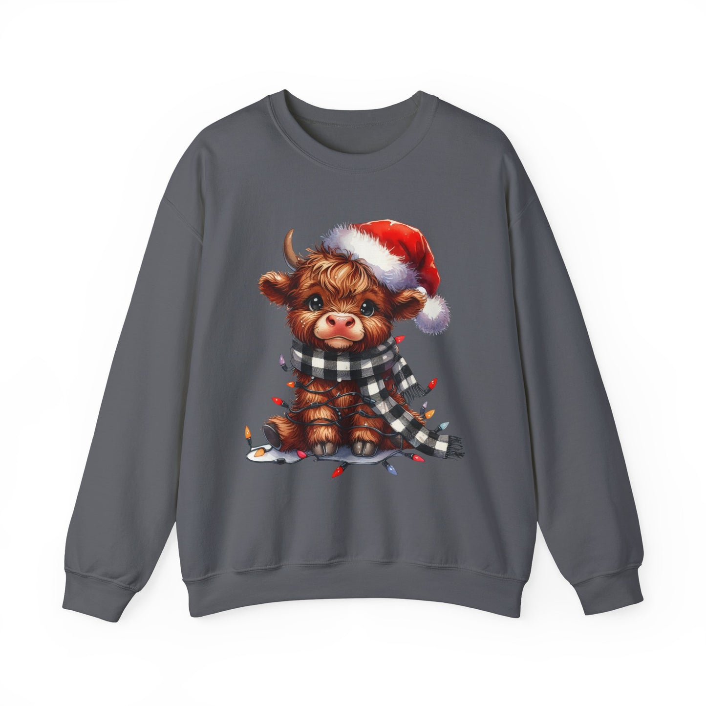 Festive Highland Cow Crewneck Sweatshirt