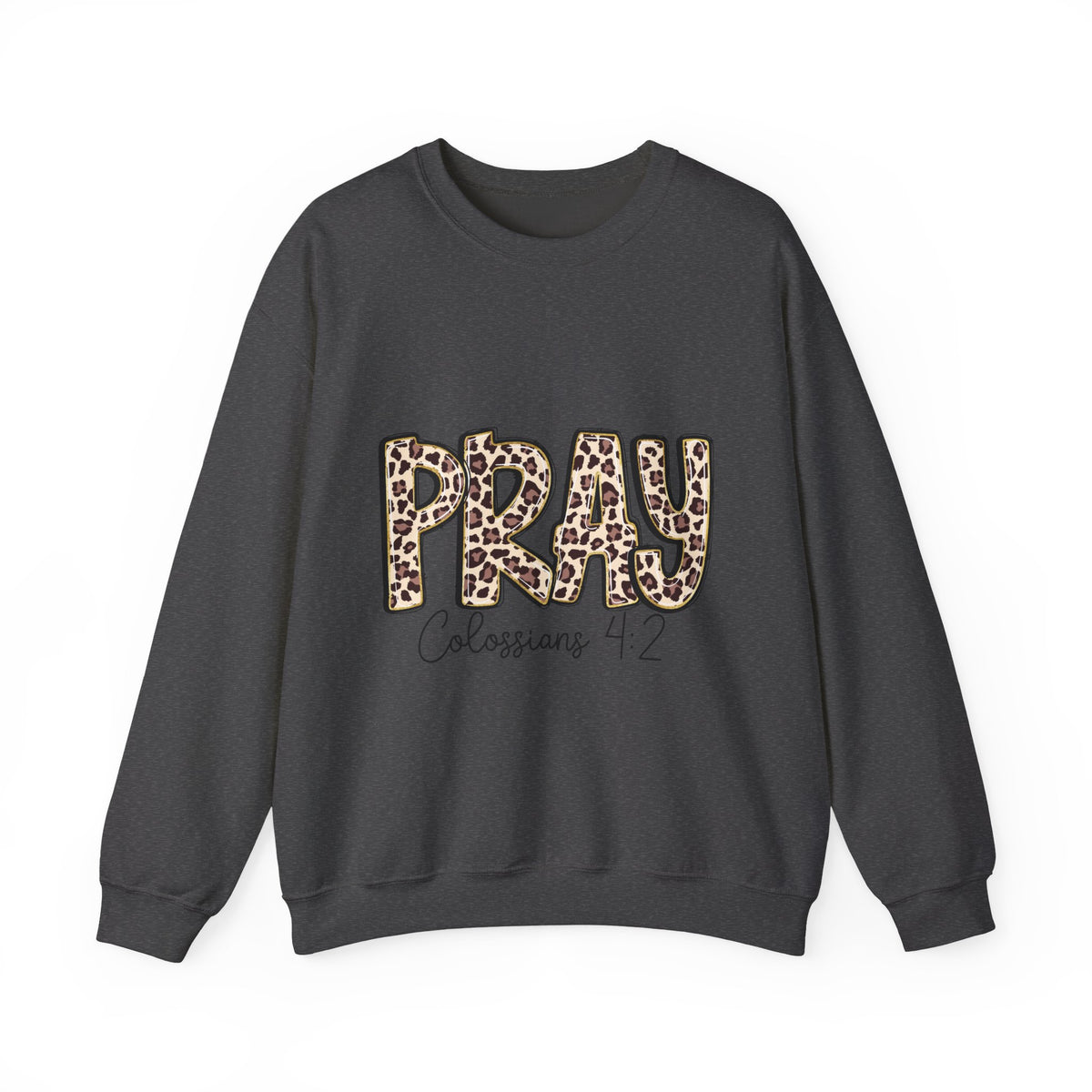 Prayer Sweatshirt - 'PRAY' Leopard Print Colossians 4:2 Christian Crewneck