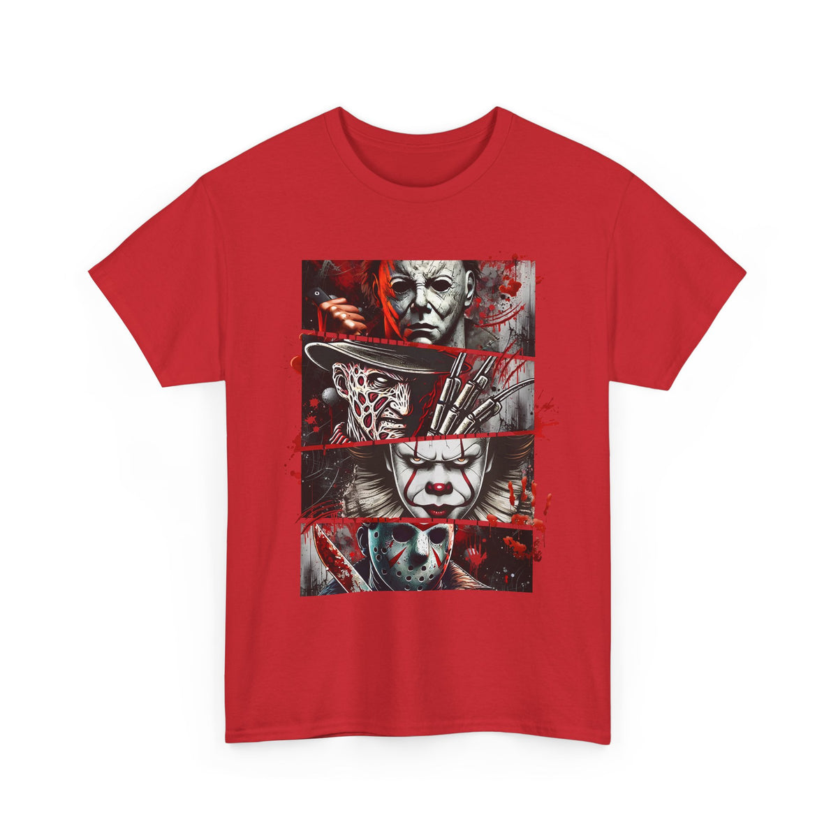 Unisex Heavy Cotton Tee with Horror Design, Halloween Shirt