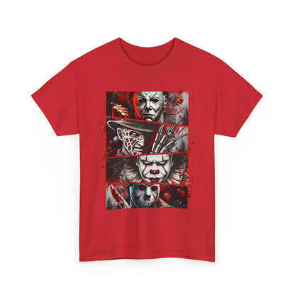 Unisex Heavy Cotton Tee with Horror Design, Halloween Shirt