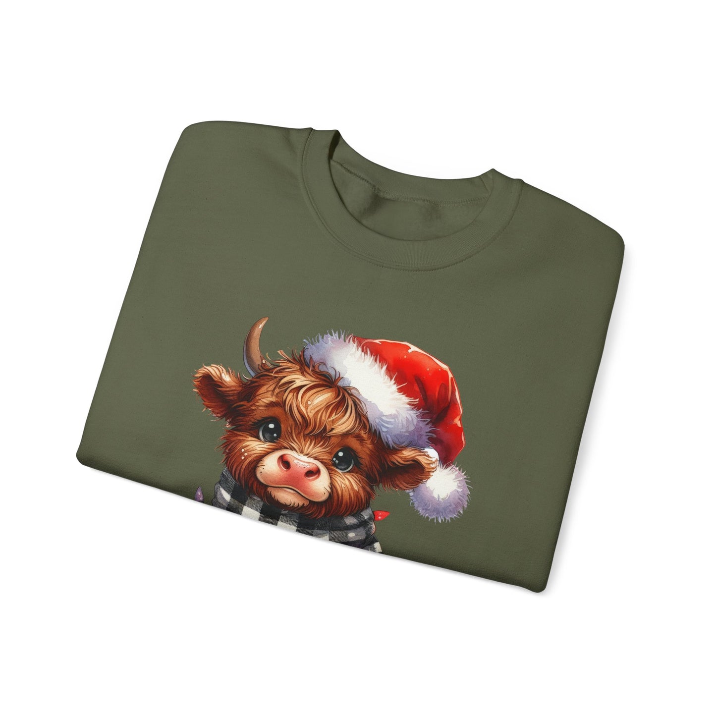 Festive Highland Cow Crewneck Sweatshirt