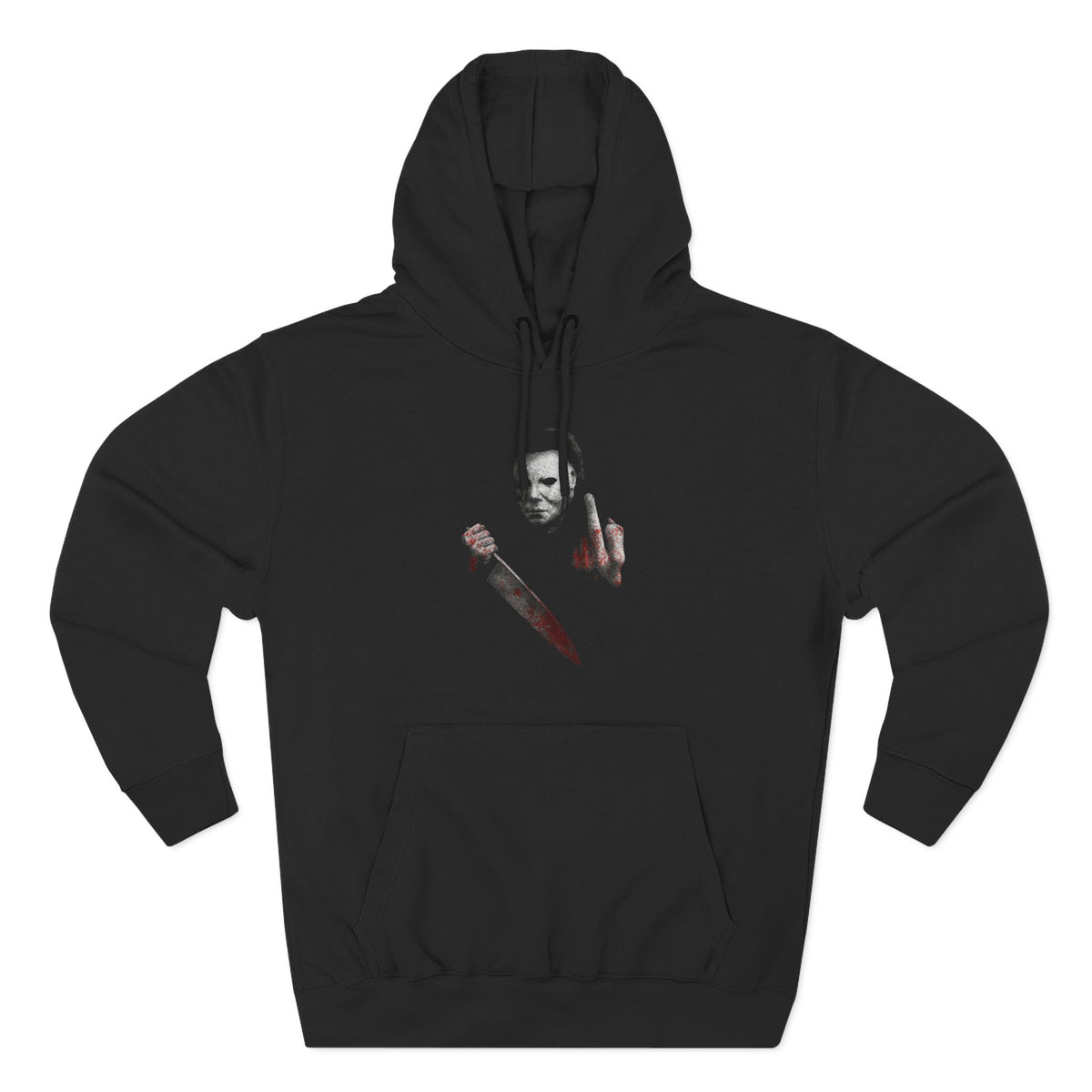 Fleece Hoodie - Michael Myers Middle Finger Design on front
