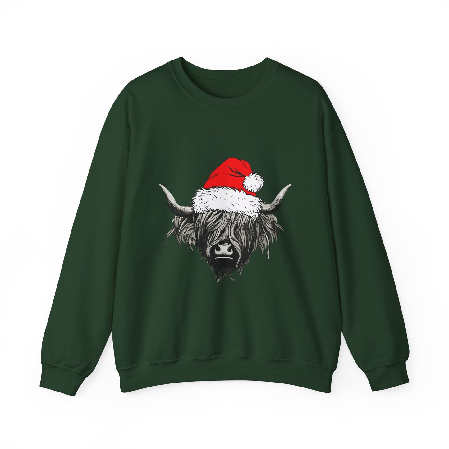 Festive Highland Cow Crewneck Sweatshirt