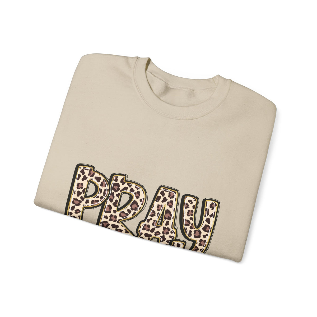 Prayer Sweatshirt - 'PRAY' Leopard Print Colossians 4:2 Christian Crewneck