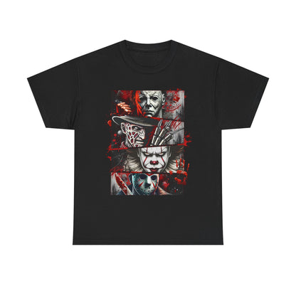 Unisex Heavy Cotton Tee with Horror Design, Halloween Shirt