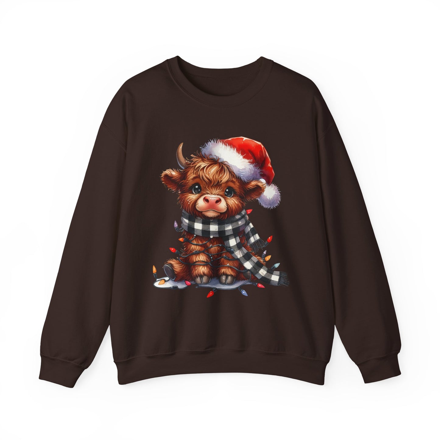 Festive Highland Cow Crewneck Sweatshirt