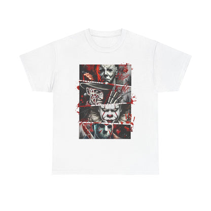 Unisex Heavy Cotton Tee with Horror Design, Halloween Shirt