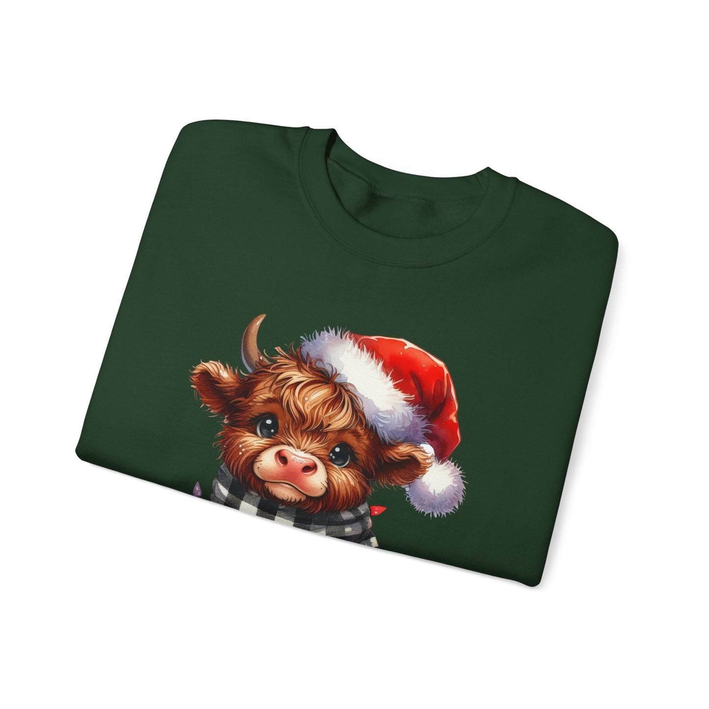 Festive Highland Cow Crewneck Sweatshirt