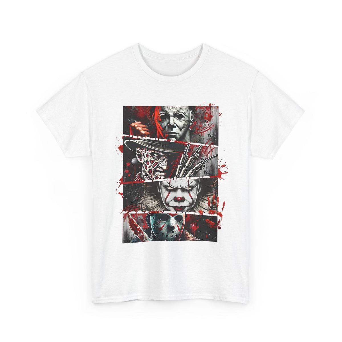 Unisex Heavy Cotton Tee with Horror Design, Halloween Shirt