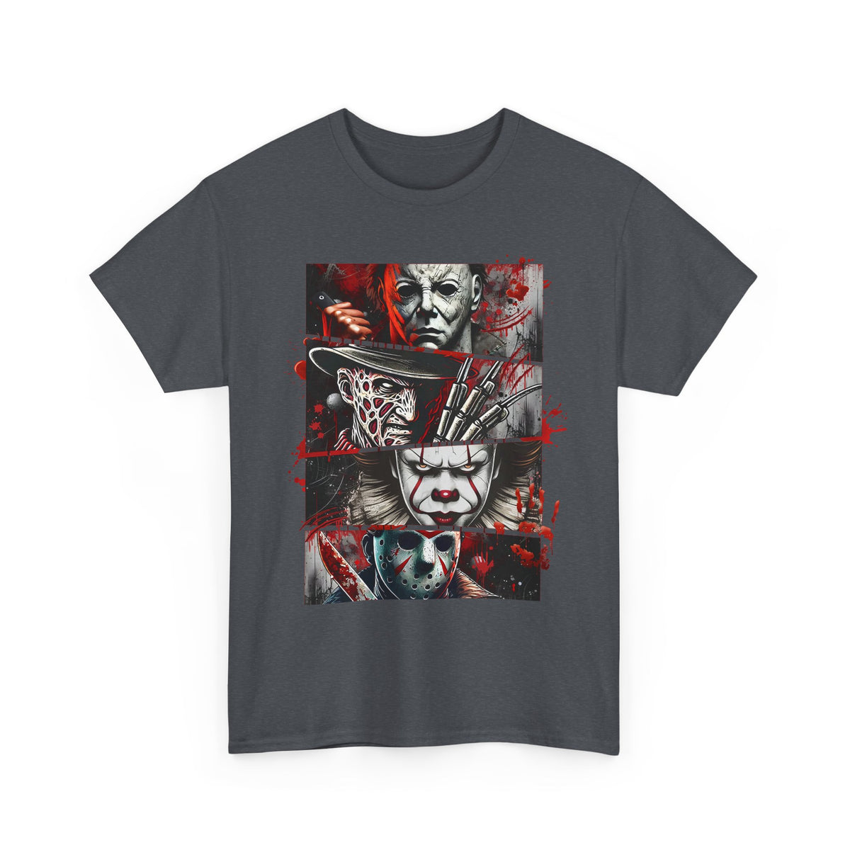 Unisex Heavy Cotton Tee with Horror Design, Halloween Shirt