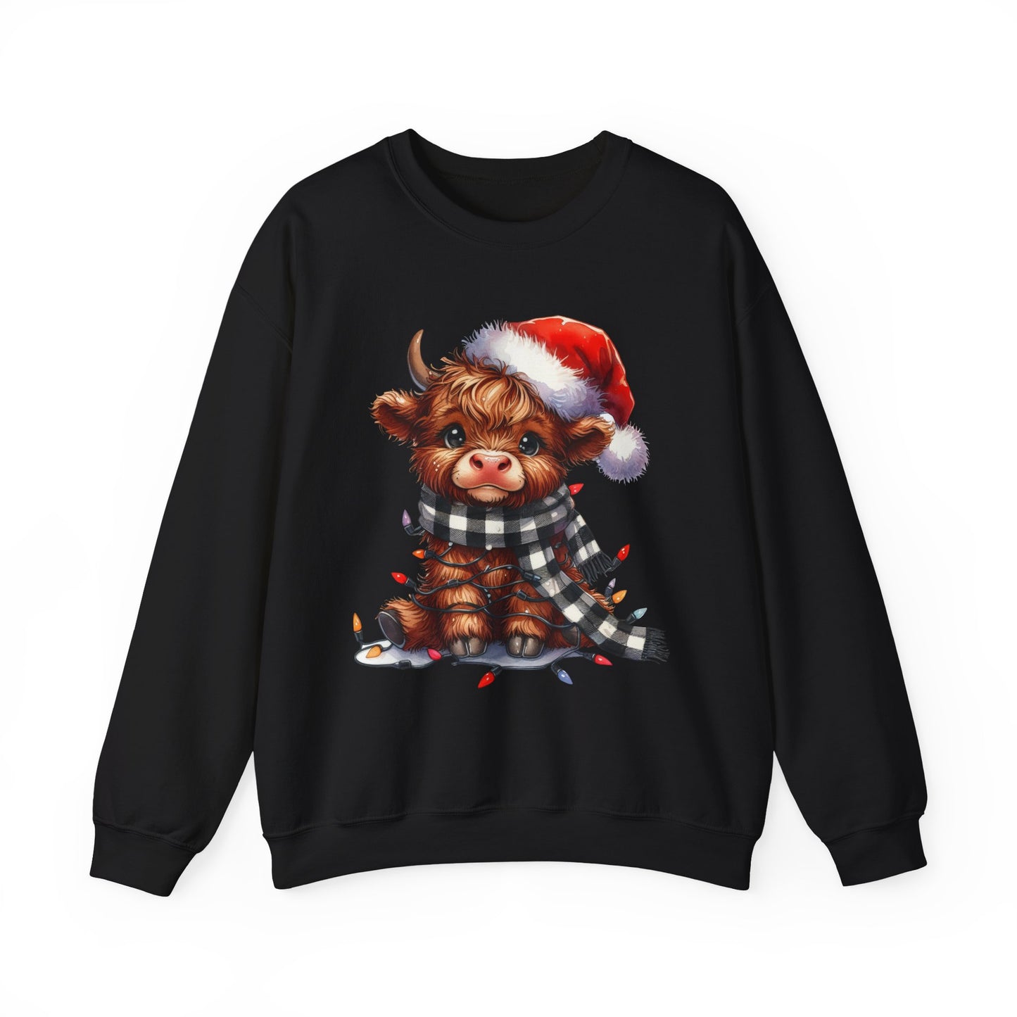 Festive Highland Cow Crewneck Sweatshirt