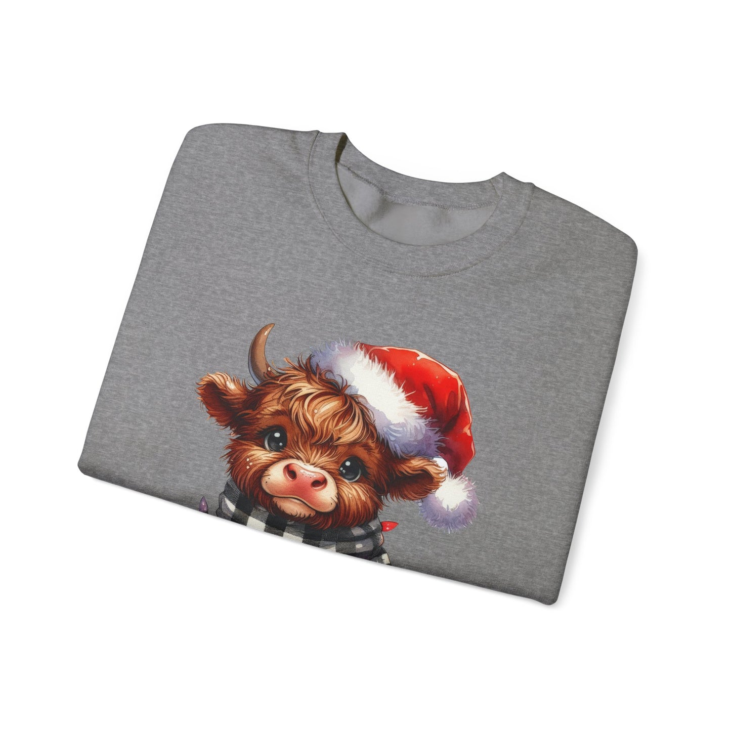 Festive Highland Cow Crewneck Sweatshirt