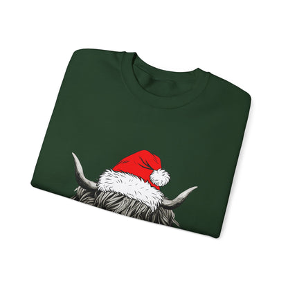 Festive Highland Cow Crewneck Sweatshirt