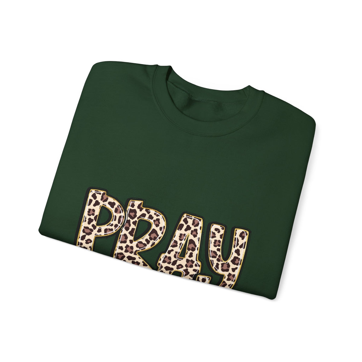 Prayer Sweatshirt - 'PRAY' Leopard Print Colossians 4:2 Christian Crewneck