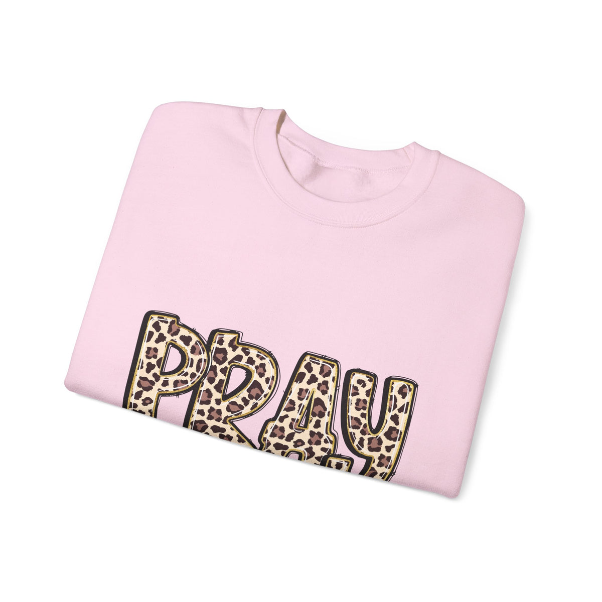 Prayer Sweatshirt - 'PRAY' Leopard Print Colossians 4:2 Christian Crewneck