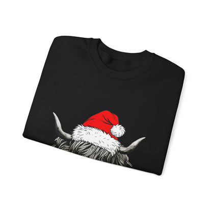 Festive Highland Cow Crewneck Sweatshirt