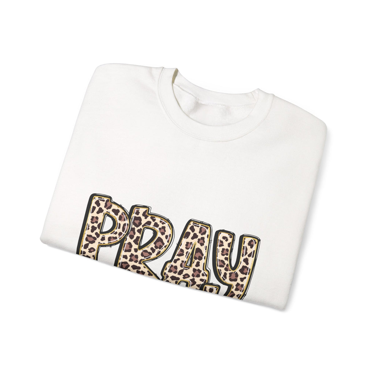 Prayer Sweatshirt - 'PRAY' Leopard Print Colossians 4:2 Christian Crewneck