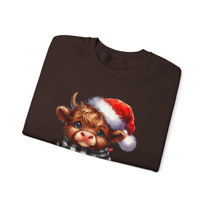 Festive Highland Cow Crewneck Sweatshirt