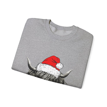 Festive Highland Cow Crewneck Sweatshirt