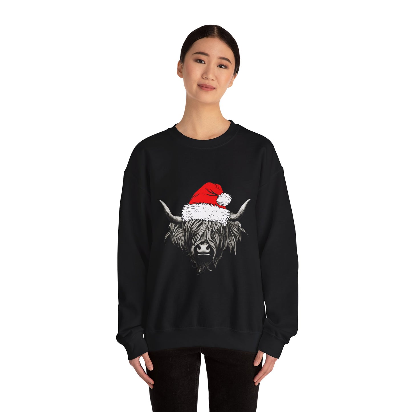 Festive Highland Cow Crewneck Sweatshirt
