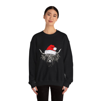 Festive Highland Cow Crewneck Sweatshirt