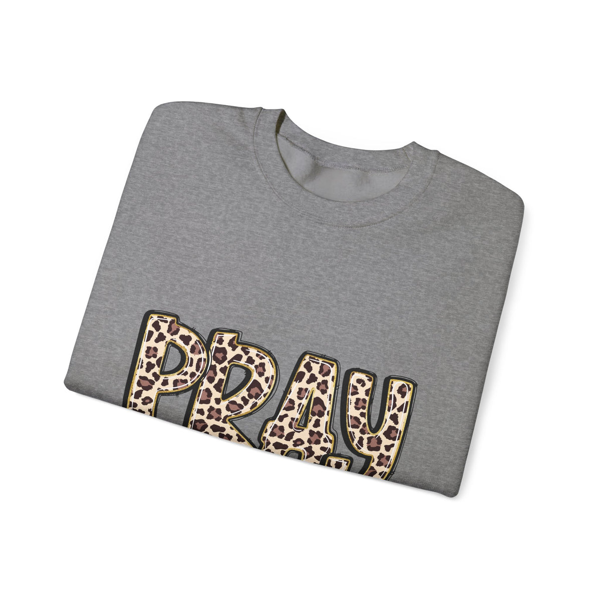 Prayer Sweatshirt - 'PRAY' Leopard Print Colossians 4:2 Christian Crewneck