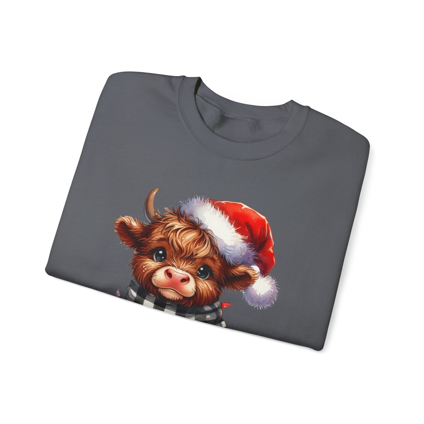 Festive Highland Cow Crewneck Sweatshirt