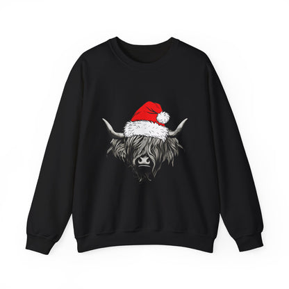 Festive Highland Cow Crewneck Sweatshirt