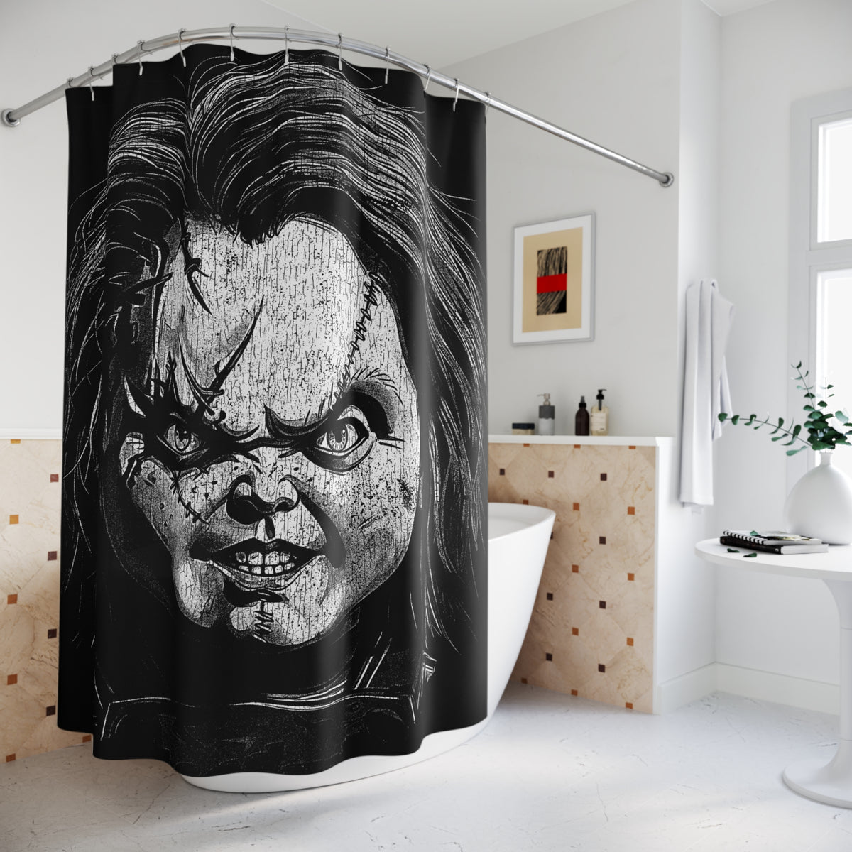 Horror Movie Shower Curtain - CHUCKY Design