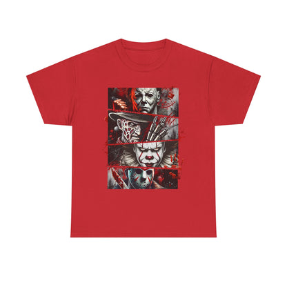 Unisex Heavy Cotton Tee with Horror Design, Halloween Shirt