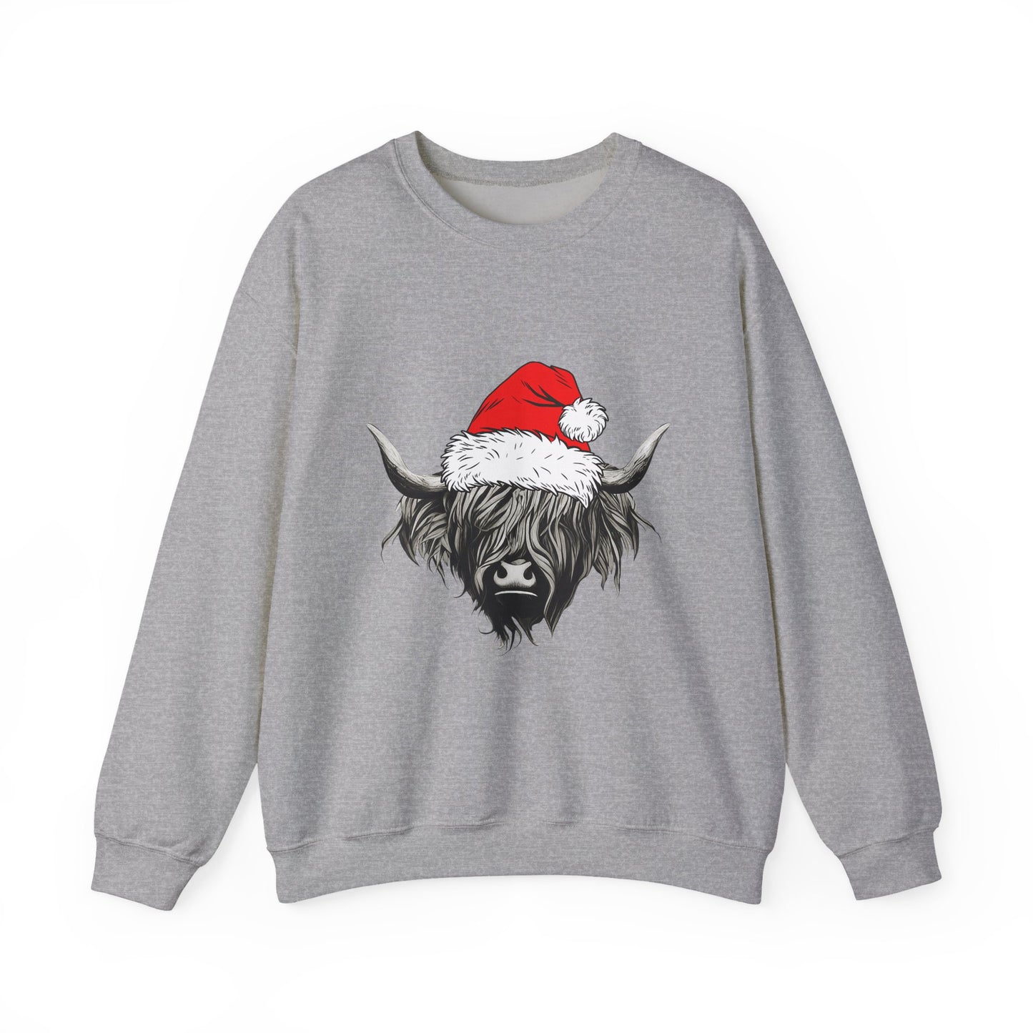 Festive Highland Cow Crewneck Sweatshirt