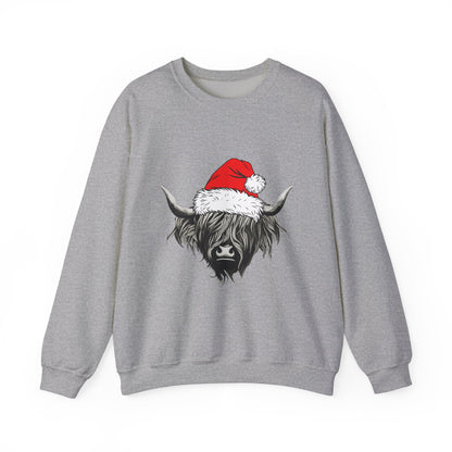 Festive Highland Cow Crewneck Sweatshirt
