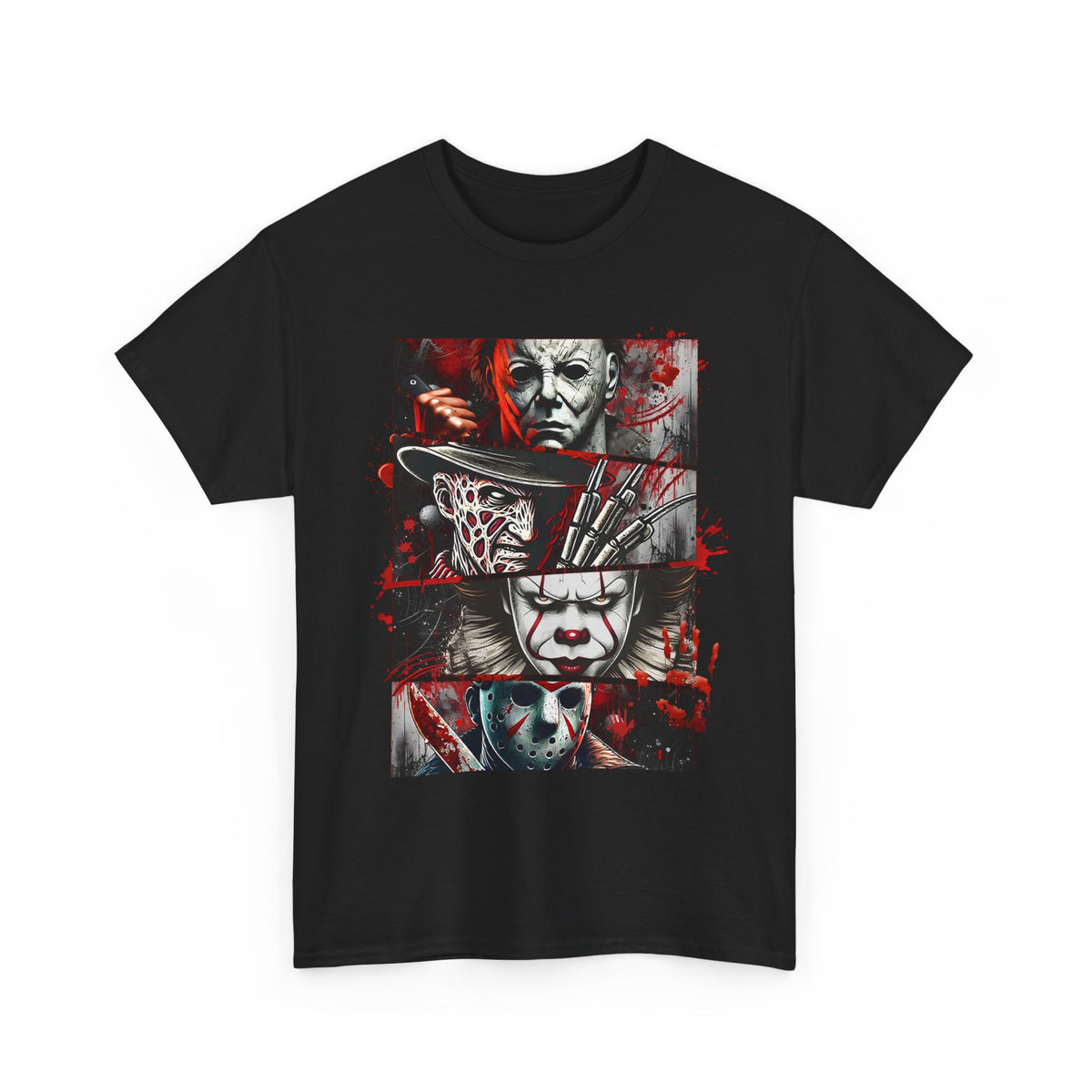 Unisex Heavy Cotton Tee with Horror Design, Halloween Shirt
