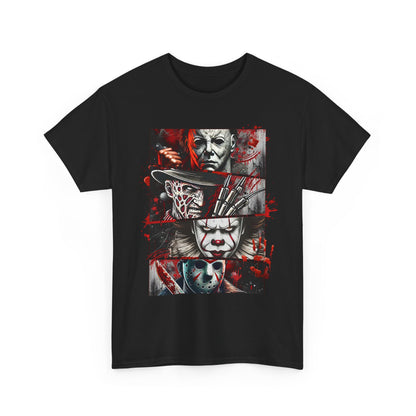 Unisex Heavy Cotton Tee with Horror Design, Halloween Shirt